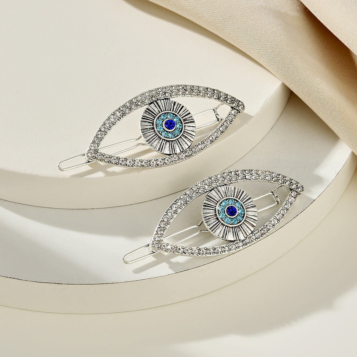 Wholesale Rhinestone Flash Diamond Devil Eye Metal Hair Clips